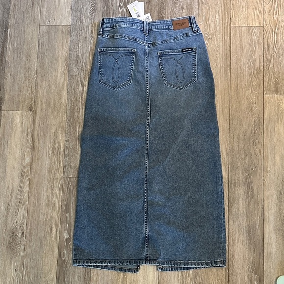 CALVIN KLEIN JEANS | High Rise Blue Denim Maxi Skirt - Picture 10 of 12